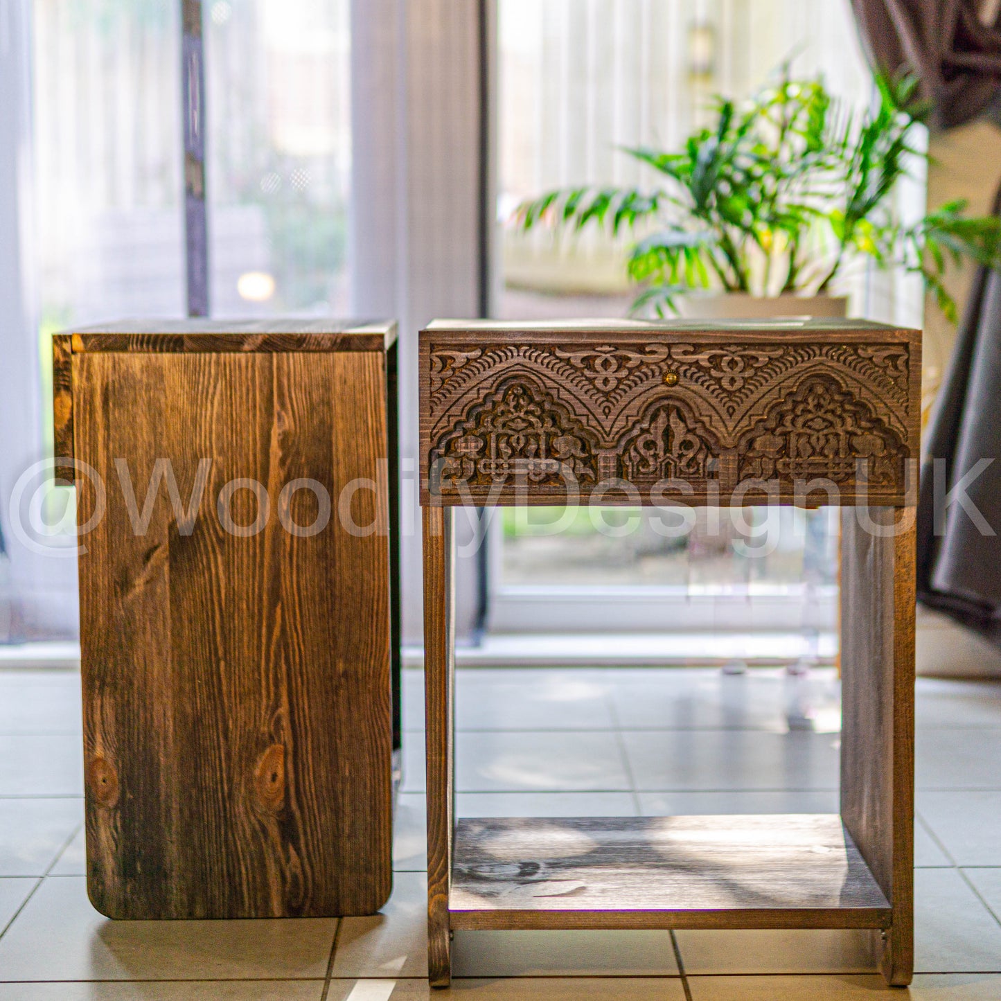 Alhambra-Inspired Carved Bedside Table.