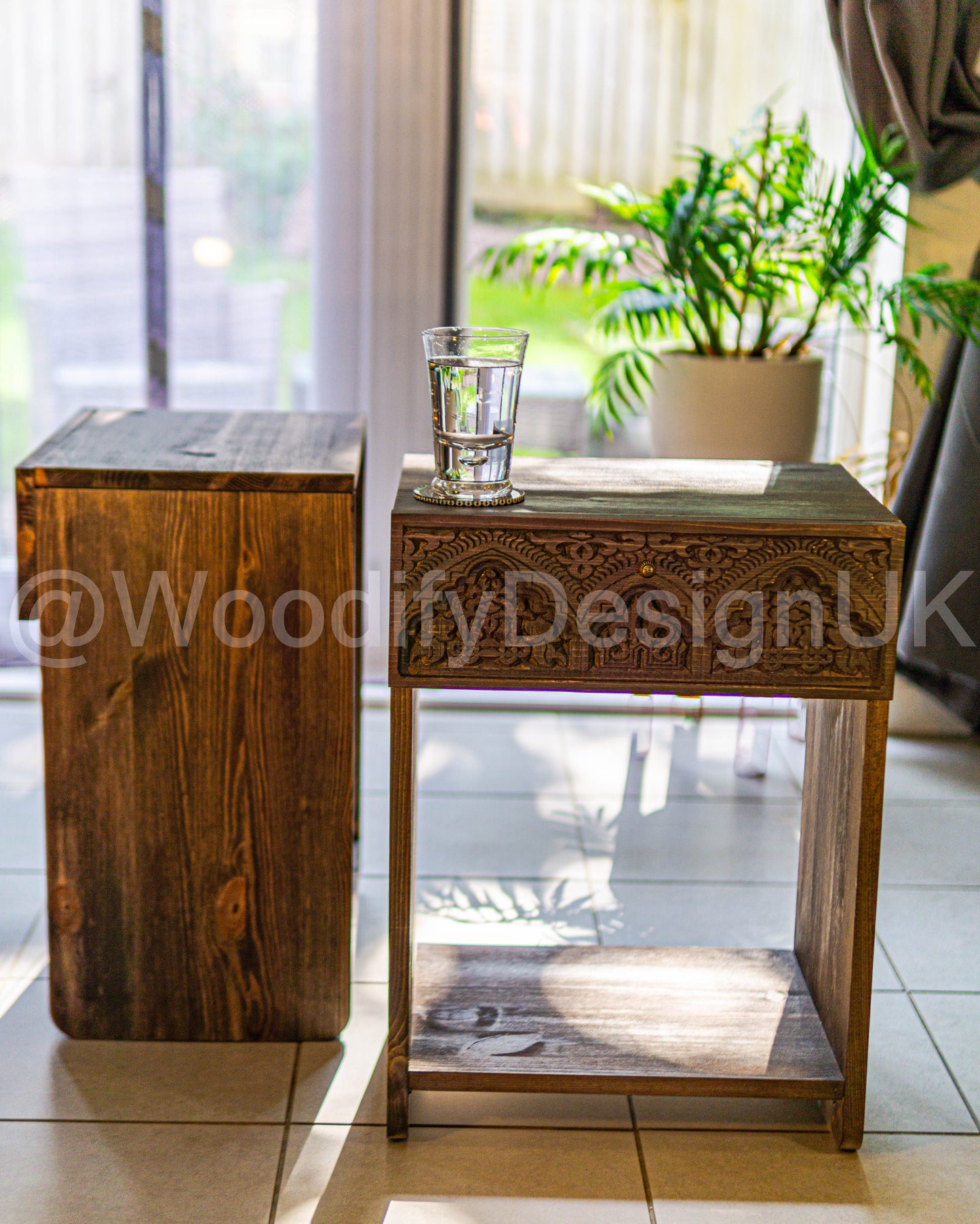 Alhambra-Inspired Carved Bedside Table.