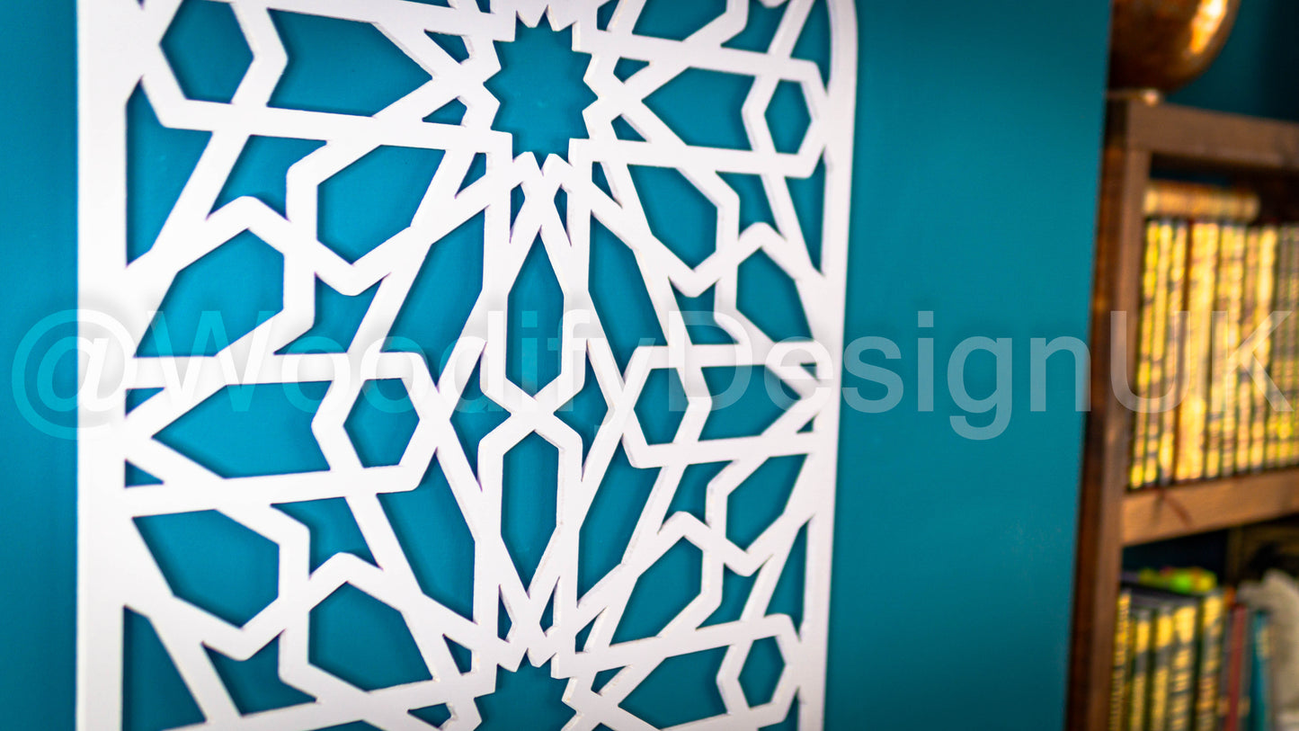 Geometric Wall Art, Moroccan Arch Wall Art, Alhambra Wood Panel.