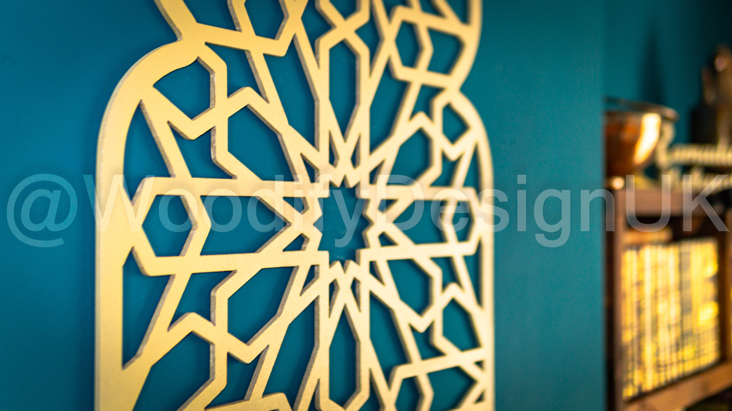 Geometric Wall Art, Moroccan Arch Wall Art, Alhambra Wood Panel.