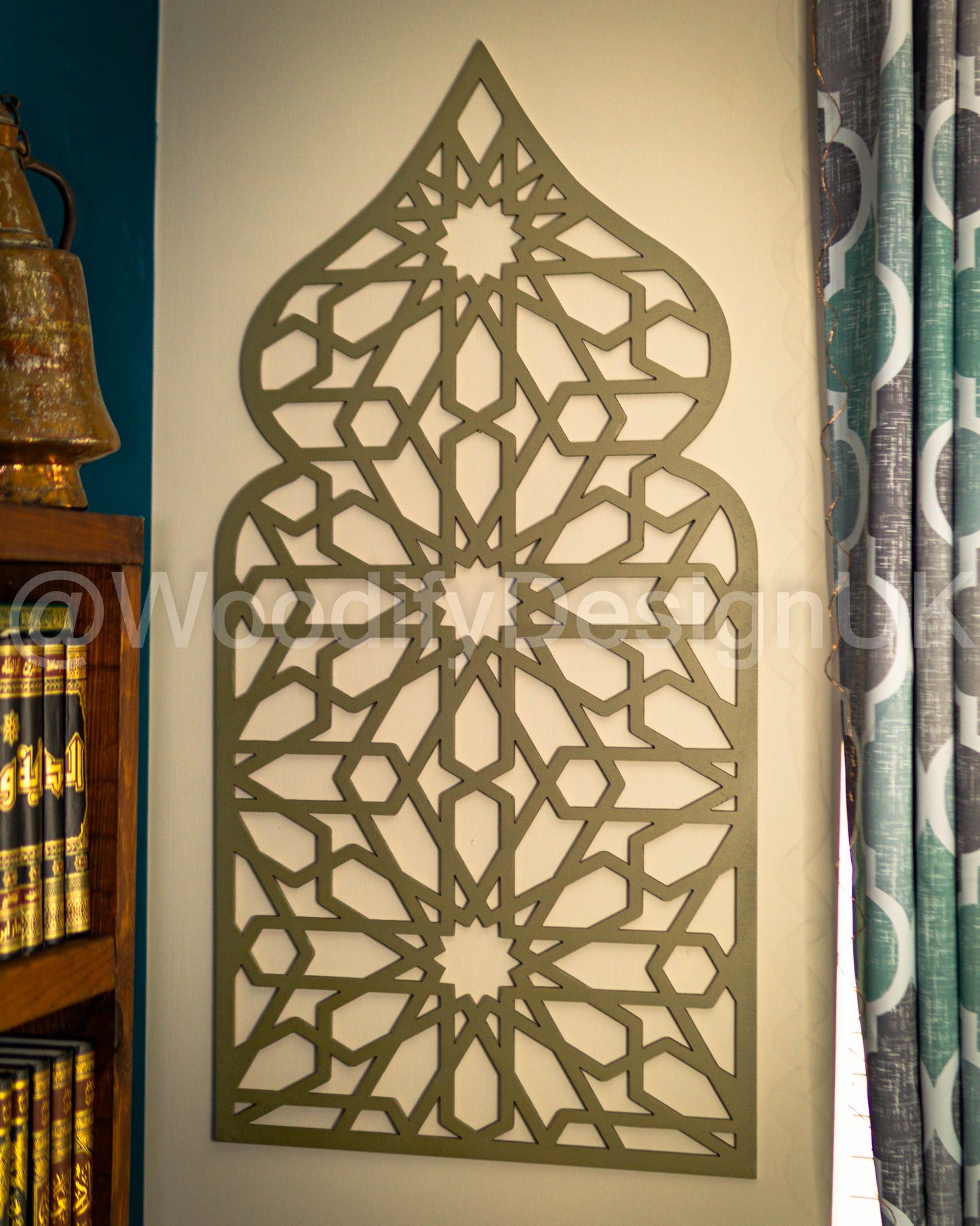 Geometric Wall Art, Moroccan Arch Wall Art, Alhambra Wood Panel.