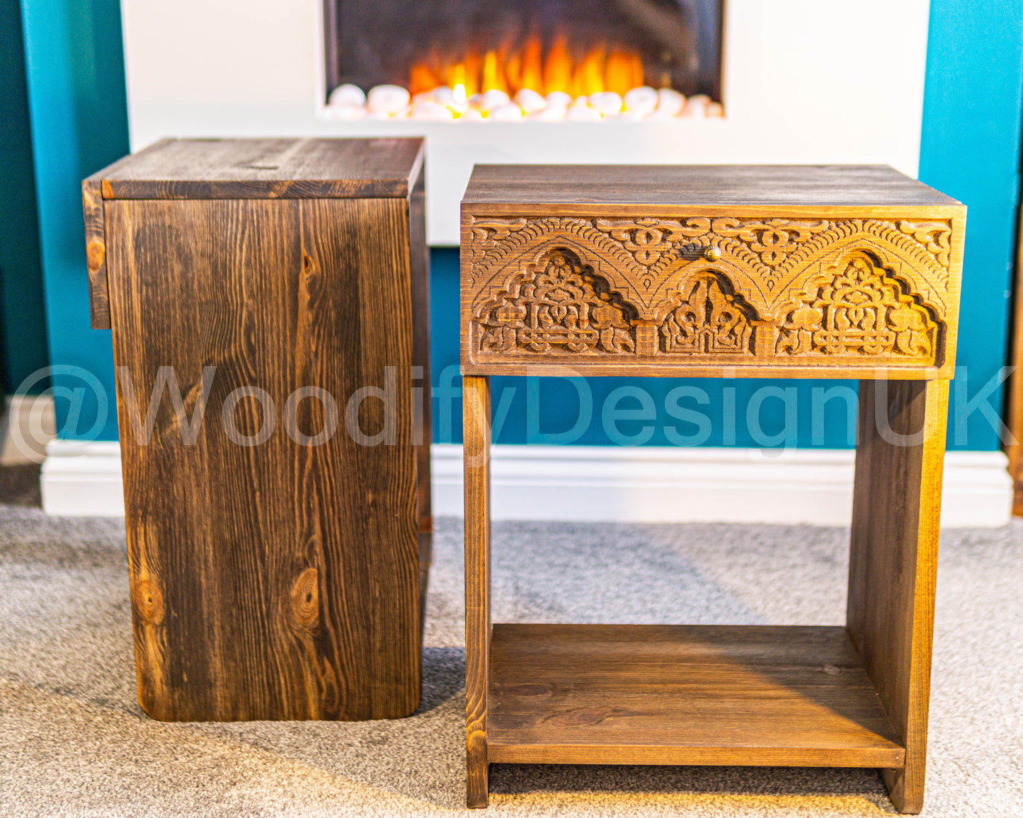 Alhambra-Inspired Carved Bedside Table.