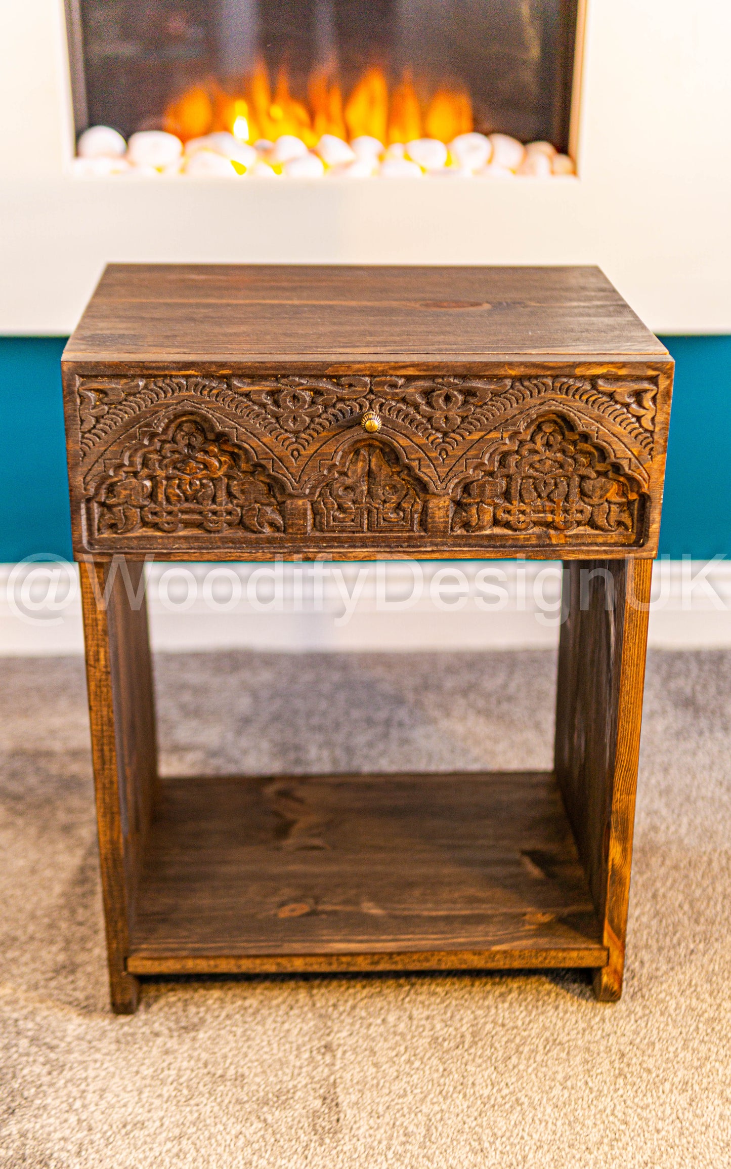 Alhambra-Inspired Carved Bedside Table.