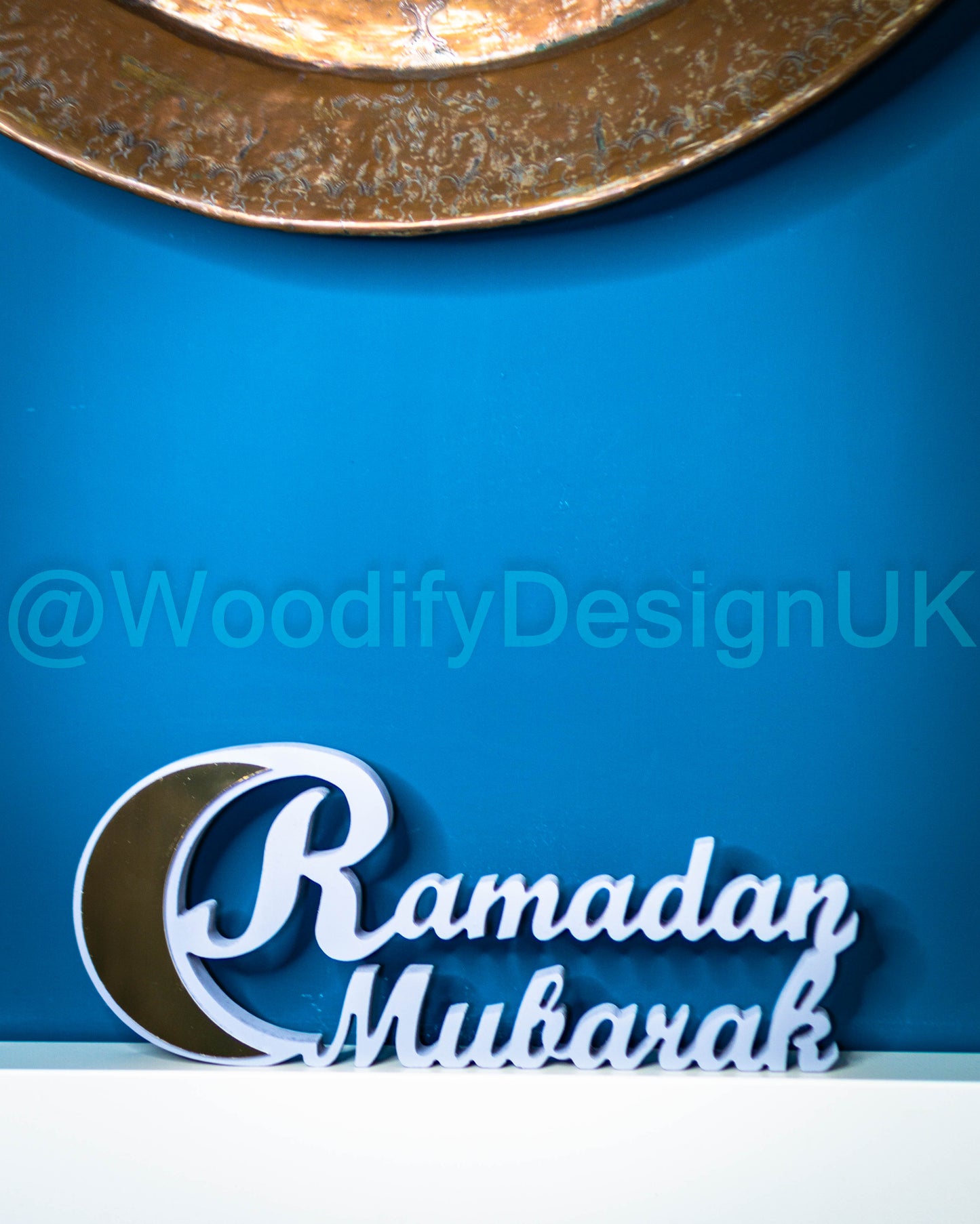 Elegant Ramadan Mubarak Wooden Crescent Decoration