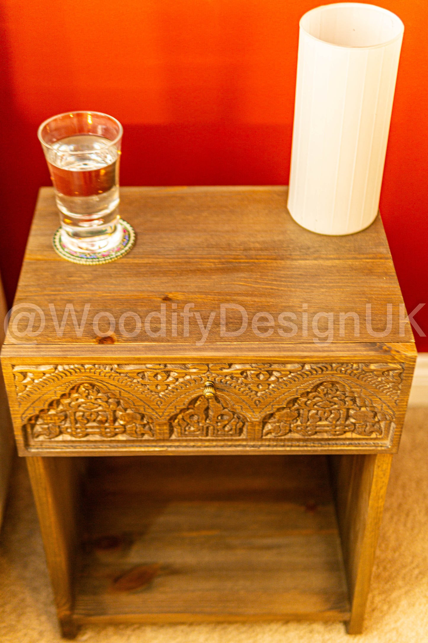 Alhambra-Inspired Carved Bedside Table.