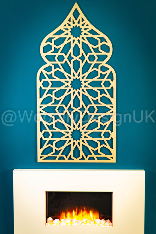 Geometric Wall Art, Moroccan Arch Wall Art, Alhambra Wood Panel.