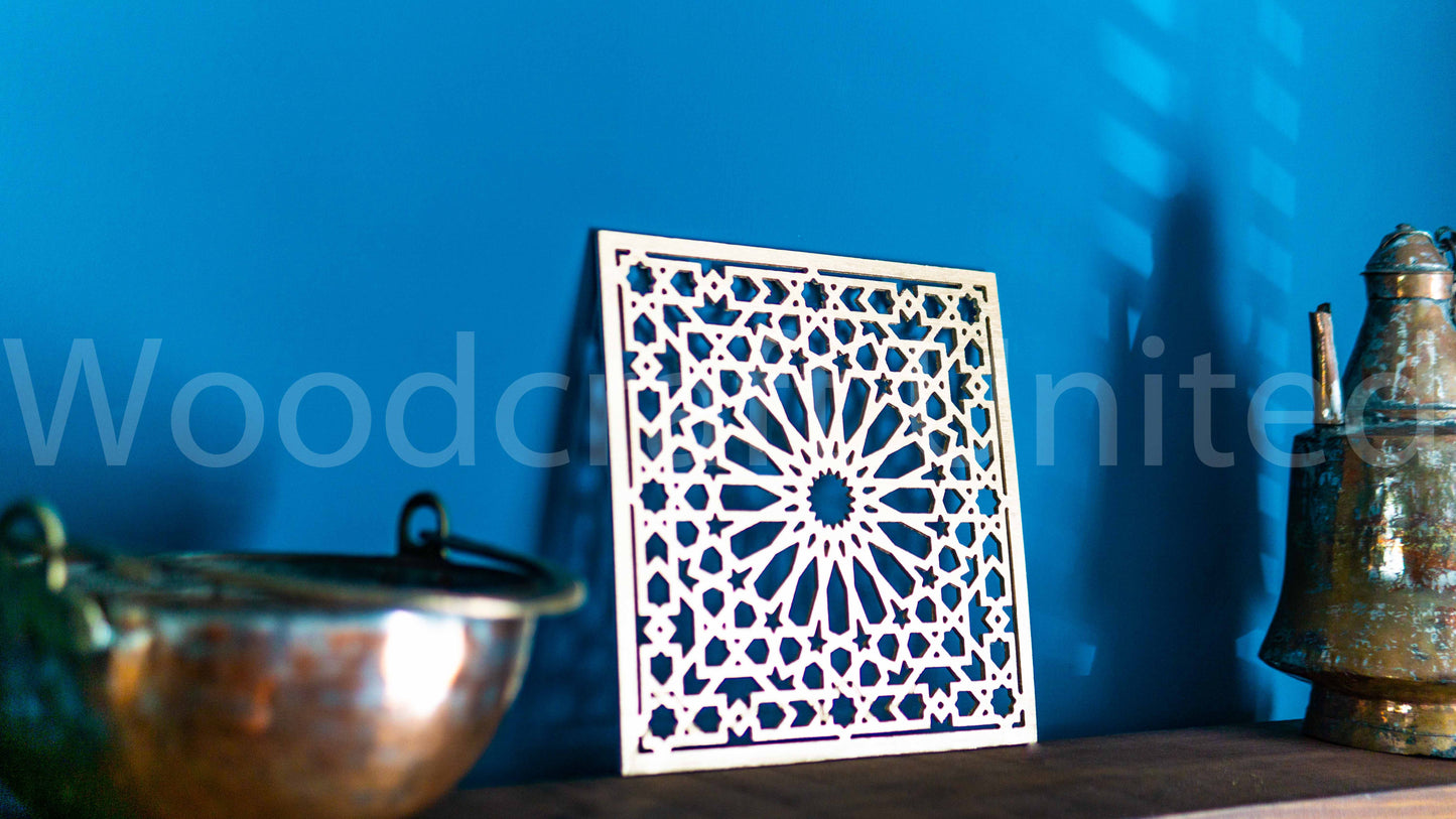 Moroccan Wood Panel, geometric Wall Art, Islamic latticework, Alhambra designs.