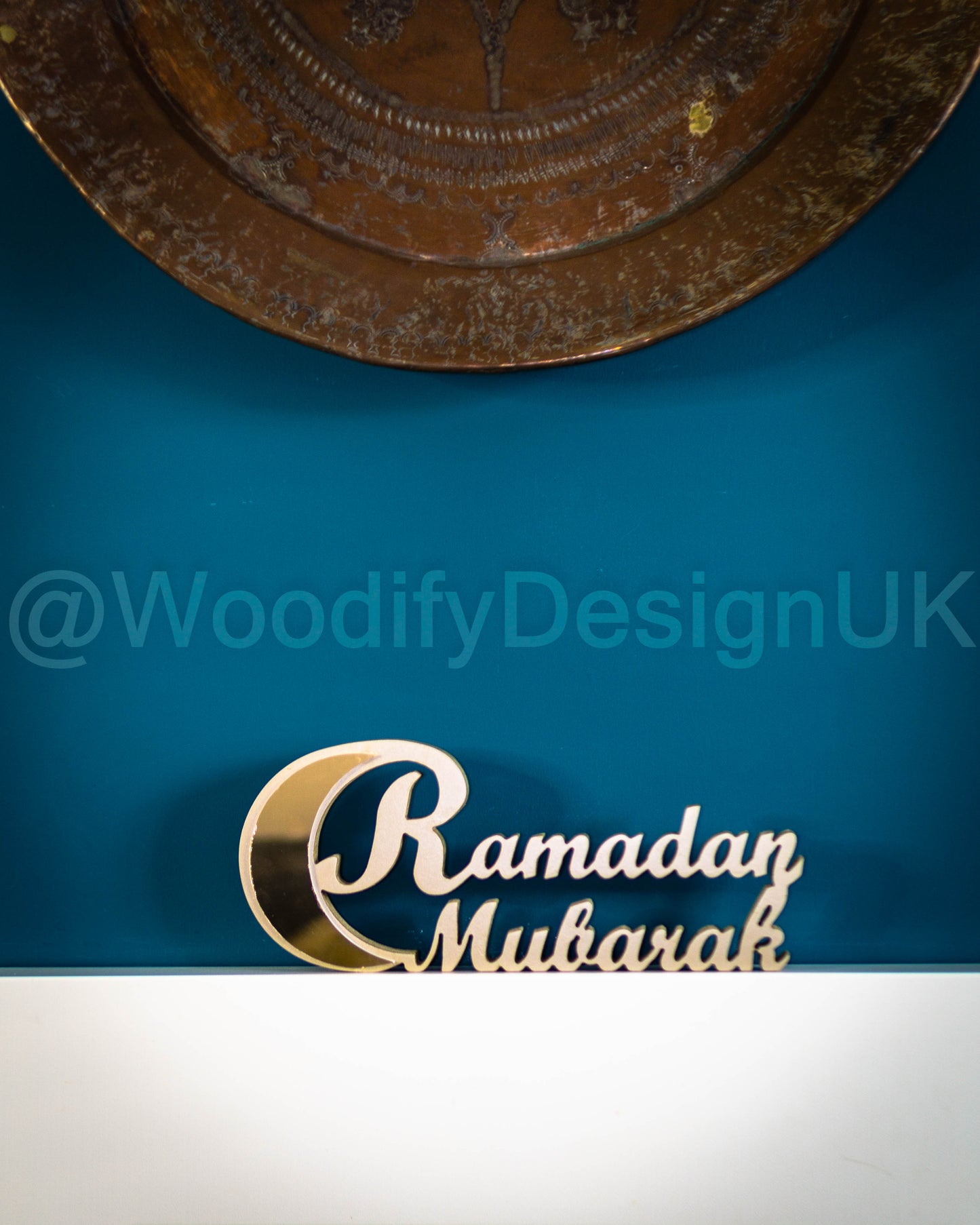 Elegant Ramadan Mubarak Wooden Crescent Decoration