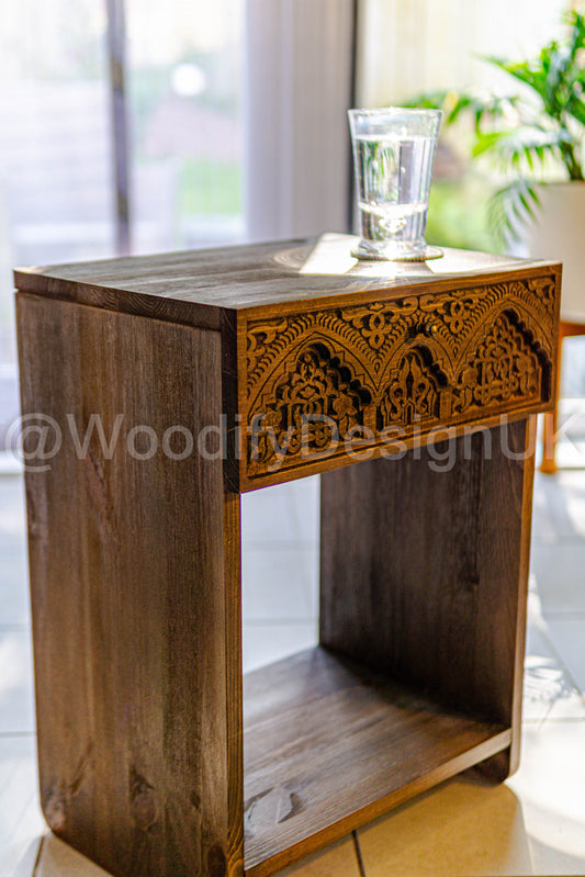 Alhambra-Inspired Carved Bedside Table.