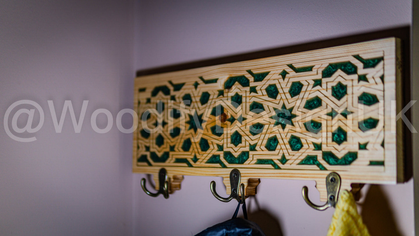 Epoxy Elegance, Moroccan & Andalusian Art Coat Hanger.