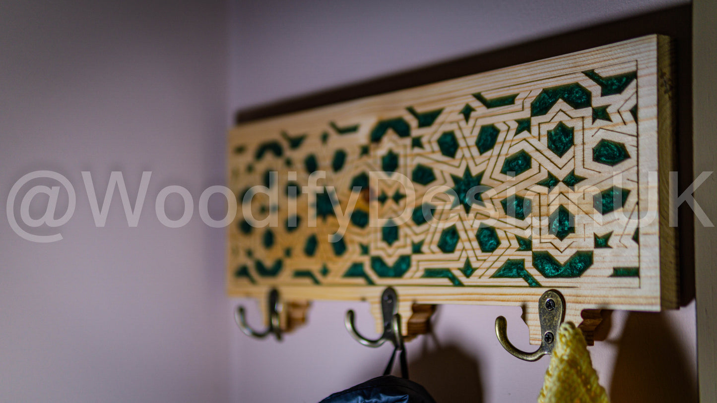 Epoxy Elegance, Moroccan & Andalusian Art Coat Hanger.