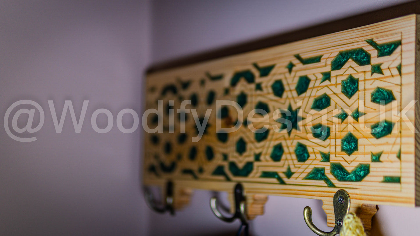 Epoxy Elegance, Moroccan & Andalusian Art Coat Hanger.