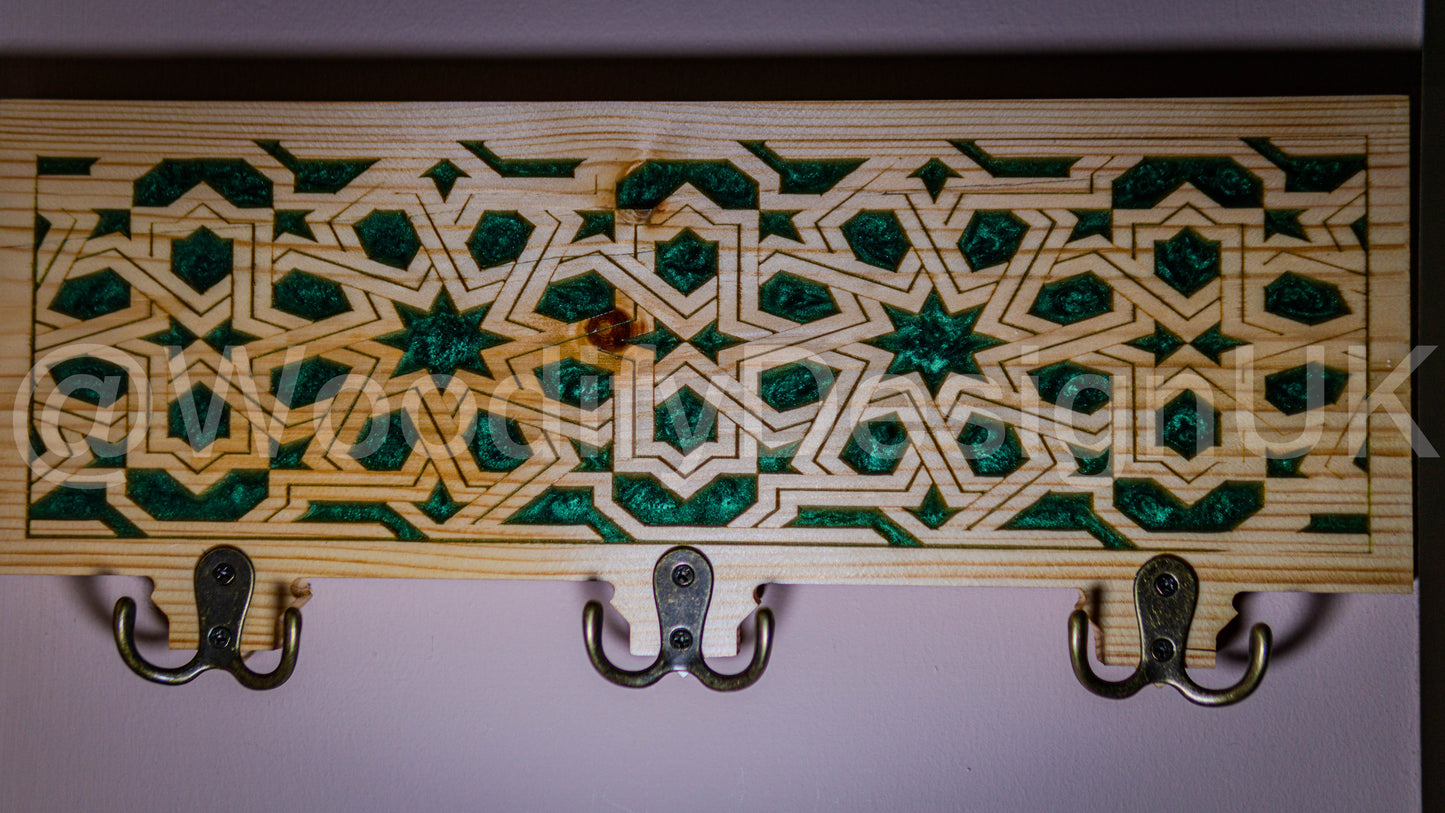 Epoxy Elegance, Moroccan & Andalusian Art Coat Hanger.